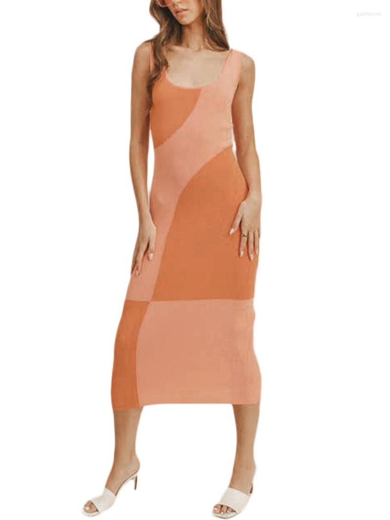 Casual Dresses 2023 Women' Knitted Sexy Bodycon Orange Sleeveless U Neck Contrast Color Midi Summer Dress France Pairs
Casual Dresses 2023 Women' Knitted Sexy Bodycon Orange Sleeveless U Neck Contrast Color Midi Summer Dress France Pairs