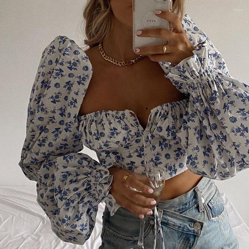 Women' Tanks Tie Front Top Women Floral Print Crop Tops Square Collar Blouses Shirts Puff Sleeve For Woman Elegant Sexy Tee Halter, Blue
Women' Tanks Tie Front Top Women Floral Print Crop Tops Square Collar Blouses Shirts Puff Sleeve For Woman Elegant Sexy Tee Halter, Blue