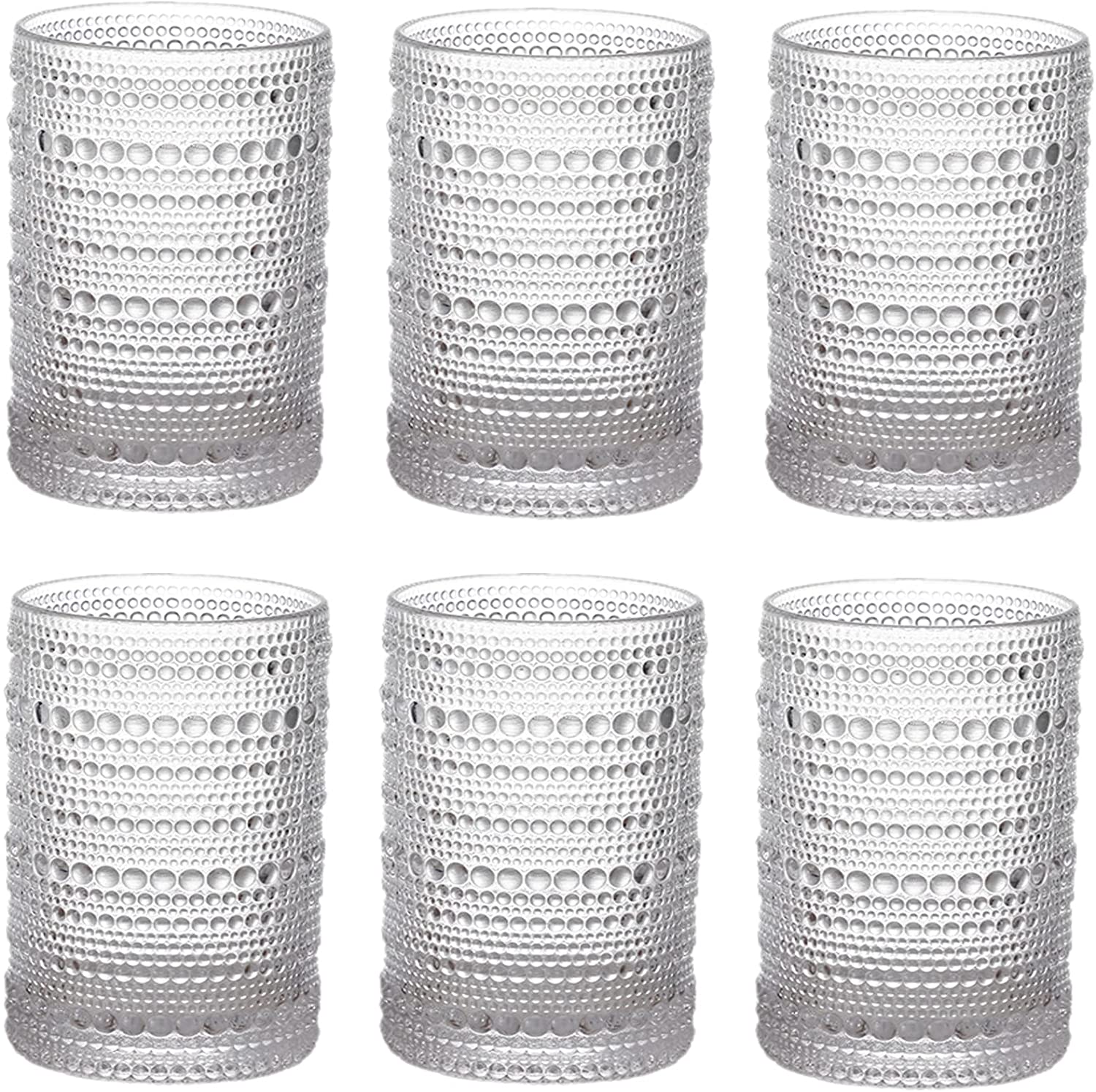 Vintage Drinking Glasses Clear Hobnail Glasses Tumbler Embossed Design Glassware