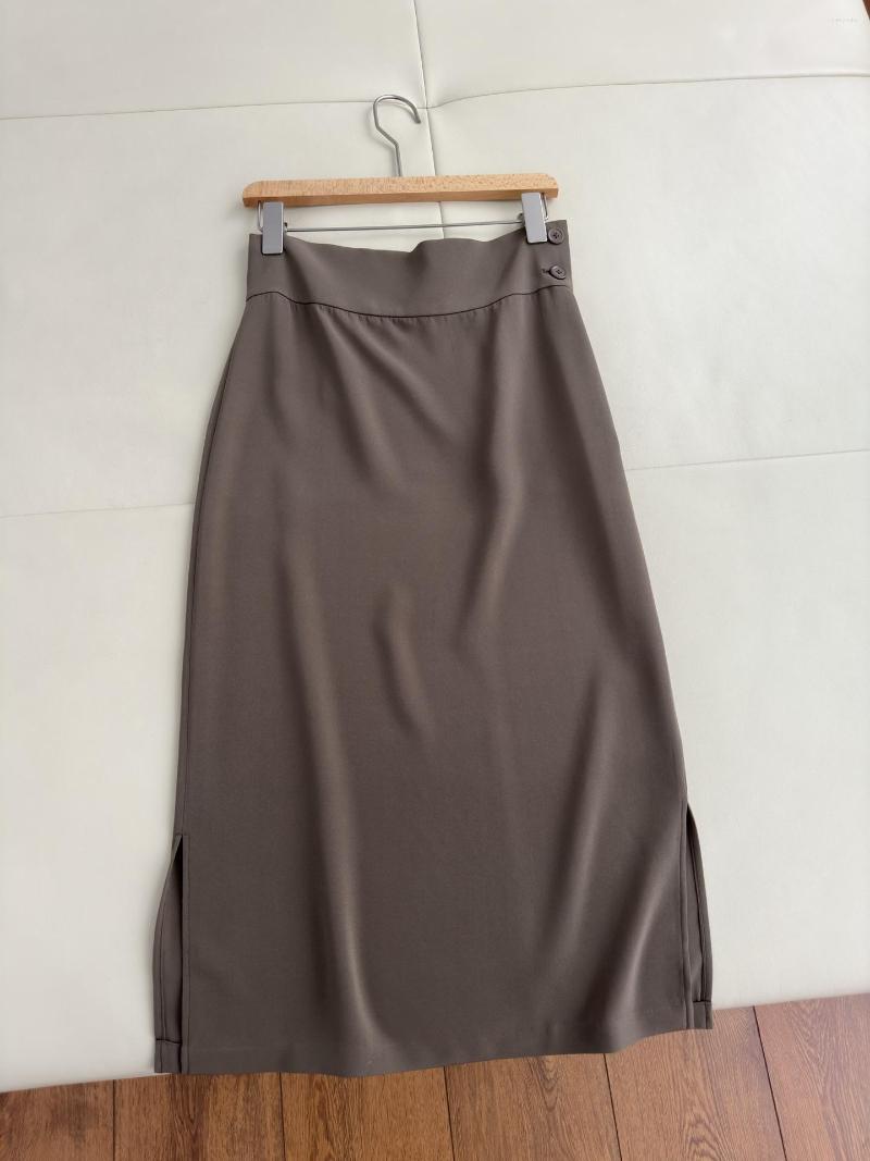 Skirts 2023 Women Fashion Sexy Casual Silk Mid-length Skirt 0407