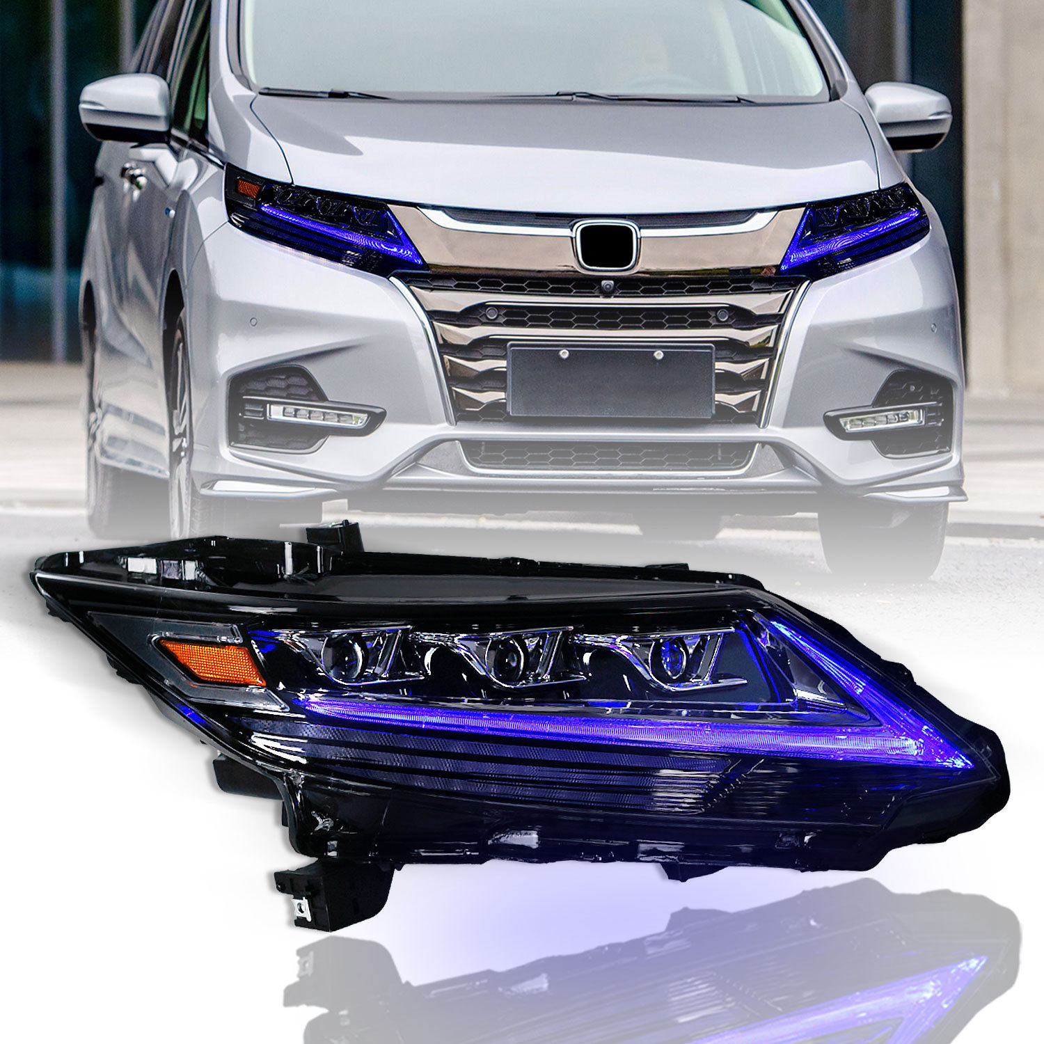 Full LED Lamp Headlights Assembly For HONDA ODYSSEY 20 15-2021 Blue DRL Running Lights High Beam Signal Head Lamp