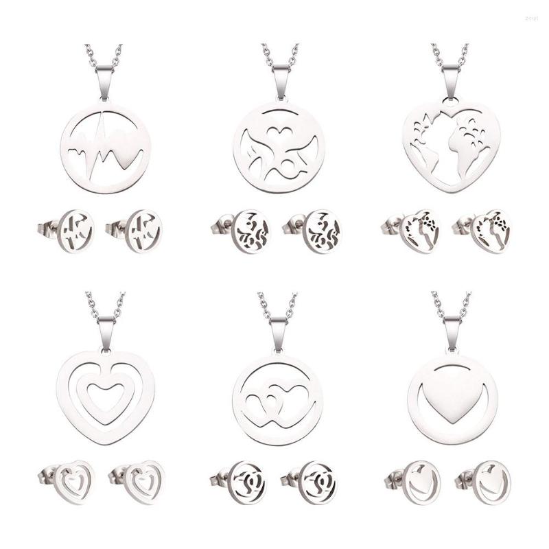 Necklace Earrings Set 6 Sets Stainless Steel Pendant Love Heart Hollow Romantic And Stud For Women Valentine's Day Gift Jewelry, Picture shown
Necklace Earrings Set 6 Sets Stainless Steel Pendant Love Heart Hollow Romantic And Stud For Women Valentine's Day Gift Jewelry, Picture shown