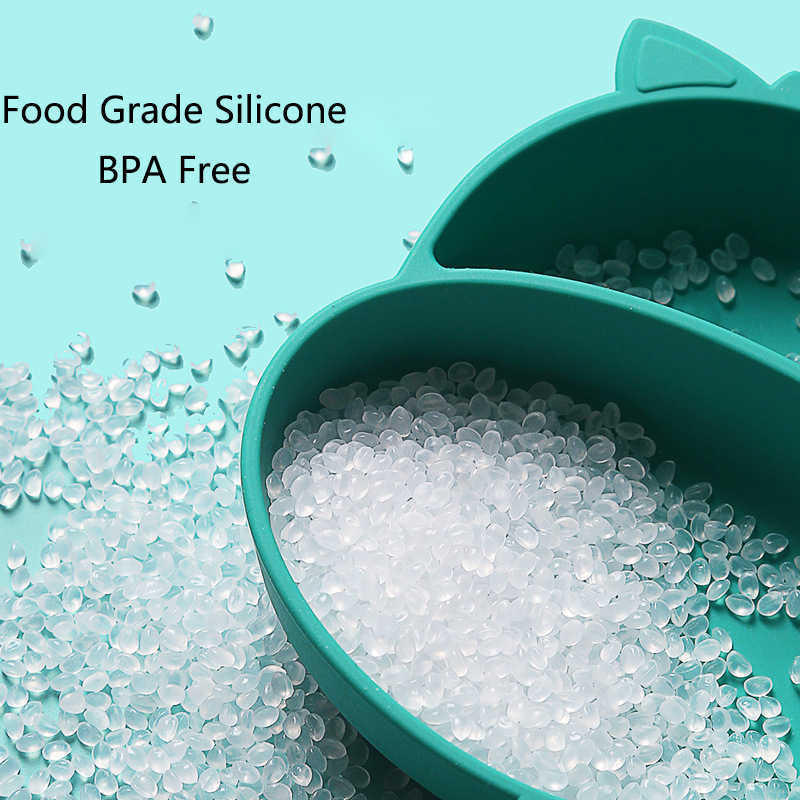 Cups Dishes Utensils 4Pcs/Set Baby Plate Cute Creative Cartoon Cow Tableware Baby Feeding Silicone Plate For Breakfast Nursning With Spoon Fork Set AA