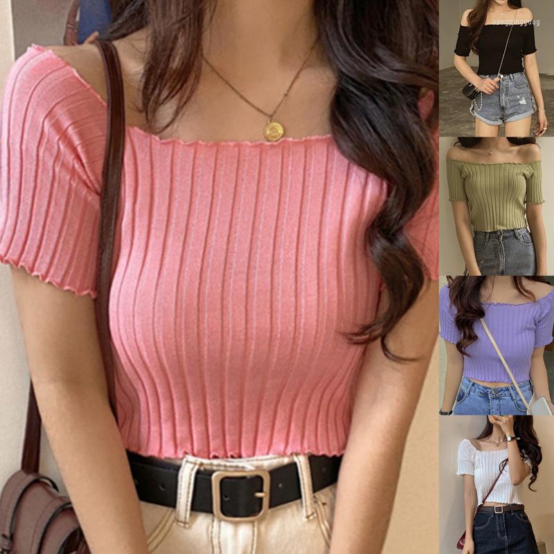 Women's Tanks Women T-shirts Off Shoulder Knitting Crop Tops Skinny Short Sleeve Stretchy Ruffles Hem Ribbed Cute Summer, Black
Women's Tanks Women T-shirts Off Shoulder Knitting Crop Tops Skinny Short Sleeve Stretchy Ruffles Hem Ribbed Cute Summer, Black