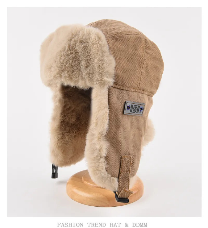 Trapper Hats Winter Pilot Hat Women's Outdoor Fashion Bomber Hat Men's Russian Hat Labeling Pilot Warm Trapper Ushanka Ski Hat 23