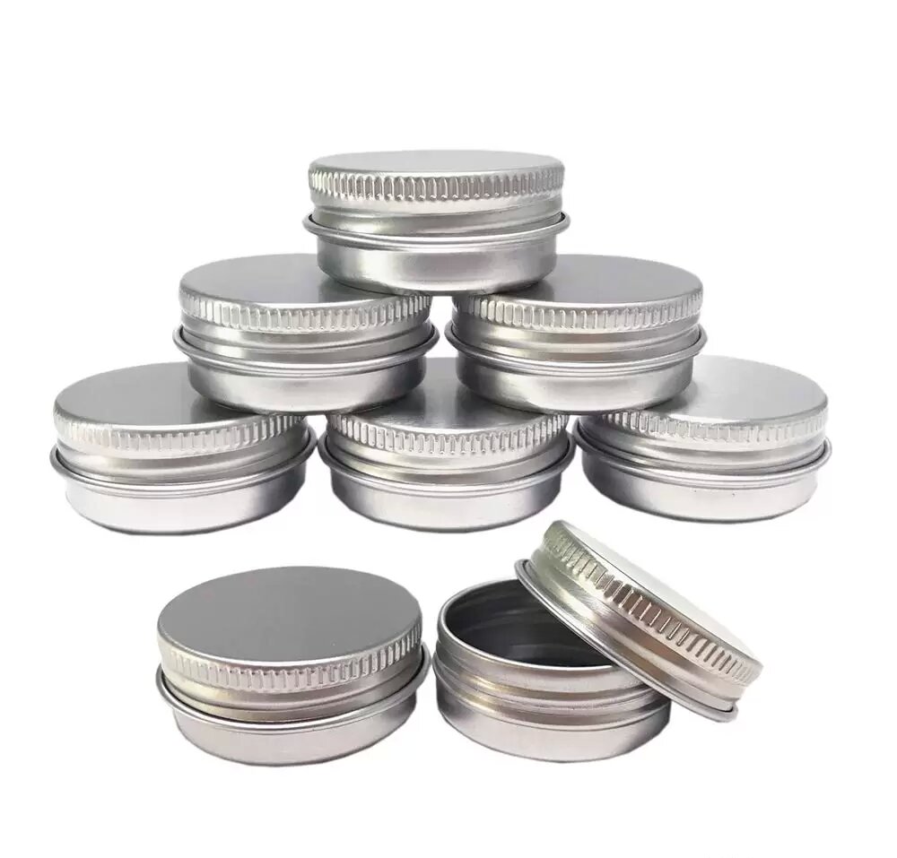 5ml 5g Aluminum Tin Jars Cosmetic Sample Metal Tins Empty Container Bulk Round Pot Screw Cap Lid Small Ounce for Candle Lip Balm