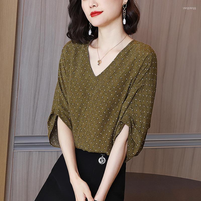 Women's Blouses Vintage Polka Dot Printing Tops Tees Ladies Summer 3/4 Sleeve V Neck Loose Shirts Fashion Elegant Women Clothing, Green
Women's Blouses Vintage Polka Dot Printing Tops Tees Ladies Summer 3/4 Sleeve V Neck Loose Shirts Fashion Elegant Women Clothing, Green