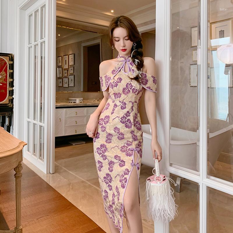 Casual Dresses Women Summer 2023 Lace Patchwork Sexy Off Shoulder Dress For Ladies Split Midi Club Woman Chinese Improved Cheongsam, Apricot 
Casual Dresses Women Summer 2023 Lace Patchwork Sexy Off Shoulder Dress For Ladies Split Midi Club Woman Chinese Improved Cheongsam, Apricot
