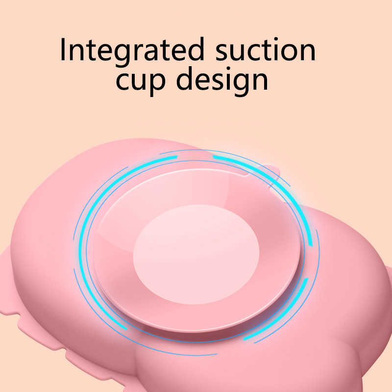 Cups Dishes Utensils 4Pcs/Set Baby Plate Cute Creative Cartoon Cow Tableware Baby Feeding Silicone Plate For Breakfast Nursning With Spoon Fork Set AA