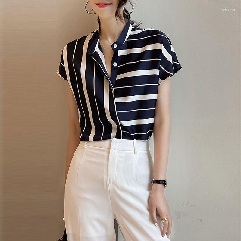 Women's Blouses Younger Shirt Chiffon Short-Sleeved Women Summer All-Matching Graceful High-End Western Style Irregular Striped, Striped colors
Women's Blouses Younger Shirt Chiffon Short-Sleeved Women Summer All-Matching Graceful High-End Western Style Irregular Striped, Striped colors