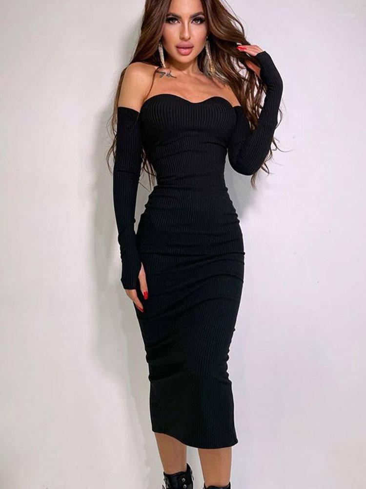 Casual Dresses Elegant Off Shoulder Fashion Women Midi Autumn Sexy Full Sleeve Slash Neck Bodycon Gown Club Party Dress Women' Clothes, Black
Casual Dresses Elegant Off Shoulder Fashion Women Midi Autumn Sexy Full Sleeve Slash Neck Bodycon Gown Club Party Dress Women' Clothes, Black