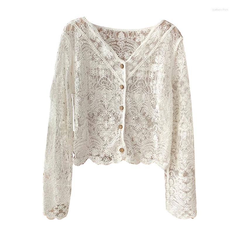 Women's Blouses Women Lace Flare Long Sleeve Blouse V-Neck Button Down Cropped Cardigan Hollow Crochet Floral See Through Jacket Shirts, White
Women's Blouses Women Lace Flare Long Sleeve Blouse V-Neck Button Down Cropped Cardigan Hollow Crochet Floral See Through Jacket Shirts, White