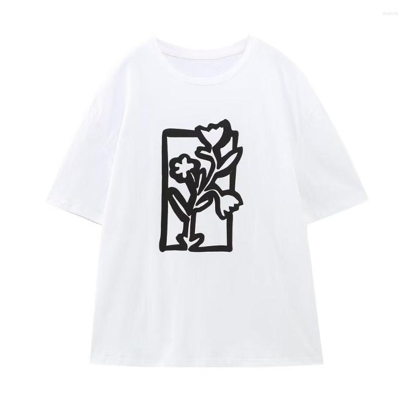 Women' T Shirts Summer Women' White Short Sleeve Crewneck Top Flower Pattern Printed T-shirt Casual Street, Bj-3109
Women' T Shirts Summer Women' White Short Sleeve Crewneck Top Flower Pattern Printed T-shirt Casual Street, Bj-3109