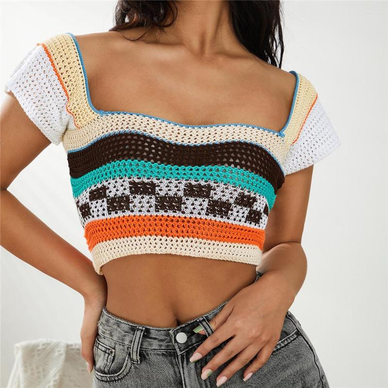 Women's T Shirts Summer Women Casual Knit Vest Easy-Matching Tie Sexy Square Neck Hollow Knitted Camisole Tops, Mixed color
Women's T Shirts Summer Women Casual Knit Vest Easy-Matching Tie Sexy Square Neck Hollow Knitted Camisole Tops, Mixed color
