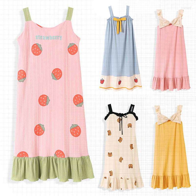 Women's Sleepwear Pajama Dress Women Drawstring Nightdress Sleeveless Thin One-Piece Mid Long Dresses Kawaii Style Student's, Color6
Women's Sleepwear Pajama Dress Women Drawstring Nightdress Sleeveless Thin One-Piece Mid Long Dresses Kawaii Style Student's, Color6