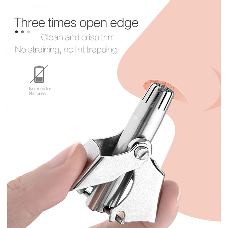 Manual Ear and Nose Hair Trimmer Stainless Steel Painless Professional Rotary Hair Clipper Washable Ear Hair Cutter with Brush