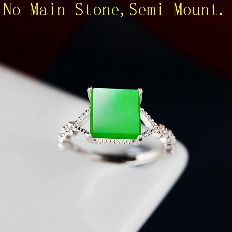 925 Sterling Silver Ring Solitaire 8x8mm Princess Cabochon Semi Mount Ring Setting Vintage Filligree Wholesale Women Engagement Wedding Simples Design