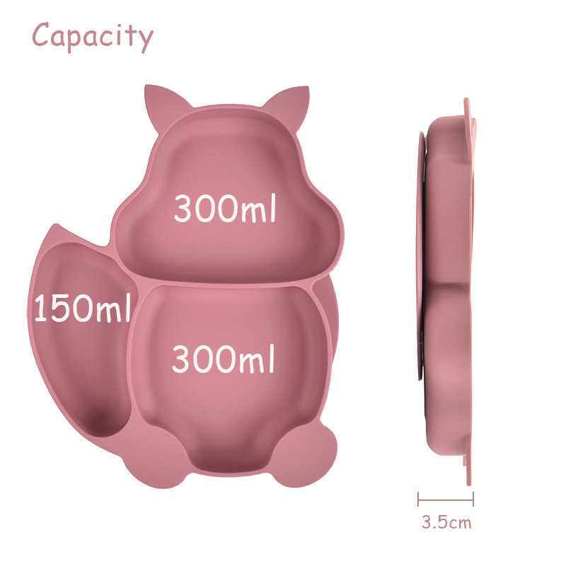 Cups Dishes Utensils 3Pcs/Set Baby Training Silicone Plate With Fork SPoon Baby Cartoon Dinner Plate Set With Sucker Portable Kids Feeding Food Bowl A