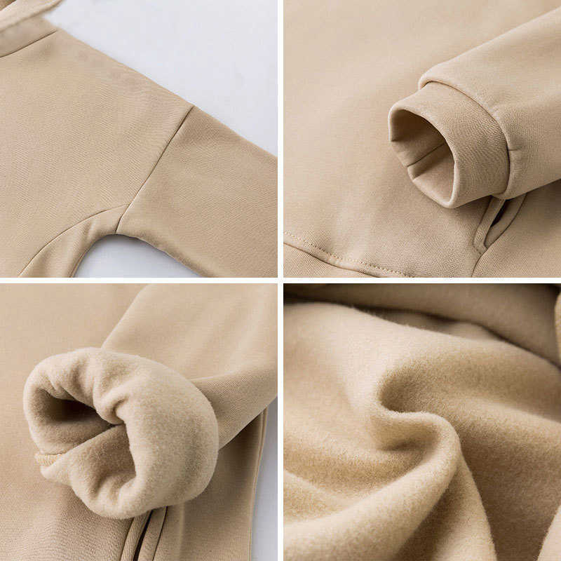 Women's Tracksuit Solid Hooded Sport Suits Autumn Warm Hoodie Casual Long Sleeve Sweatshirts and Trousers Fleece Two Piece Sets