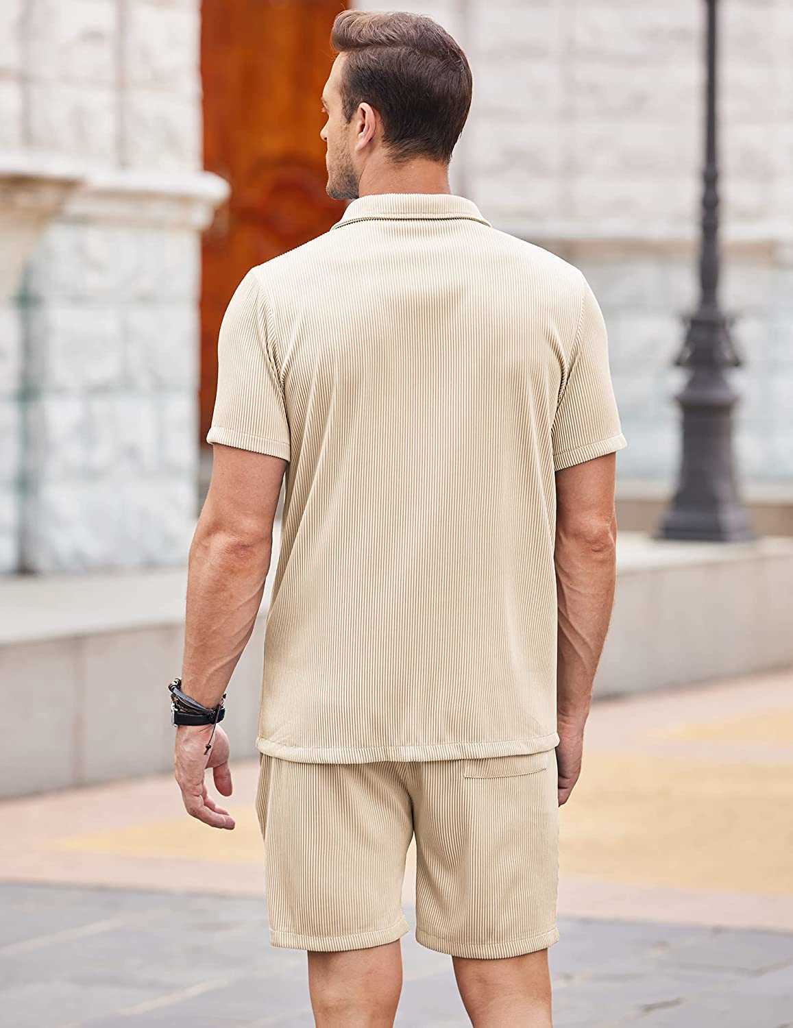 Men's 2 Pieces Shirt Sets Short Sleeve Casual Button Down Hippie T-Shirts Shorts Sets Summer Fashion Beach Outfits