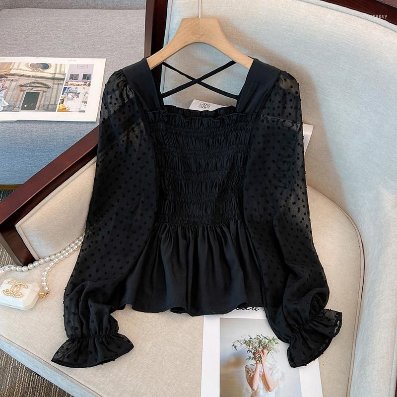 Women's Blouses Korean Style Oversize Ruffles Flare Sleeve Chiffon Shirt Ladies Square Collar Elastic Folds Backless Slim Fit Women's, Black
Women's Blouses Korean Style Oversize Ruffles Flare Sleeve Chiffon Shirt Ladies Square Collar Elastic Folds Backless Slim Fit Women's, Black