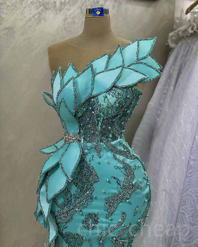 2023 April Aso Ebi Mermaid Luxurious Prom Dress Sequined Lace Crystals Evening Formal Party Second Reception Birthday Engagement Gowns Dresses Robe De