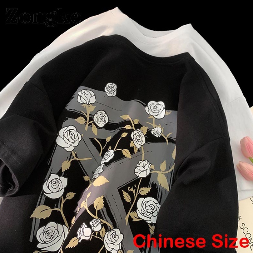 Men's T-Shirts Zongke Floral Printed T Shirt For Men Tshirts For Men Clothing Streetwear Harajuku Tops Chinese Size 3XL 230414