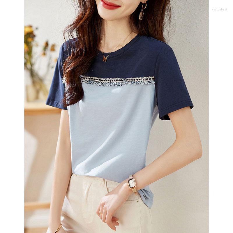 Women's Blouses Fashion O-Neck Spliced Asymmetrical Blouse Women's Clothing 2023 Summer Casual Pullovers Loose All-match Shirt, Blue
Women's Blouses Fashion O-Neck Spliced Asymmetrical Blouse Women's Clothing 2023 Summer Casual Pullovers Loose All-match Shirt, Blue
