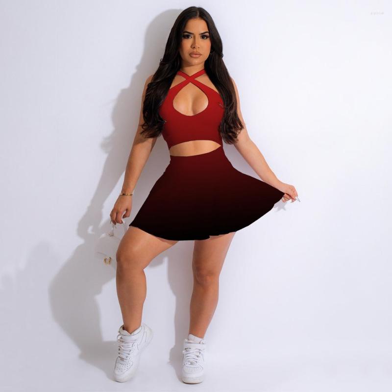 Work Dresses Summer Sexy Two Piece Set Women Fashion Beach Style Halter Vest Pleated Skirt Suit Clothing, Red
Work Dresses Summer Sexy Two Piece Set Women Fashion Beach Style Halter Vest Pleated Skirt Suit Clothing, Red
