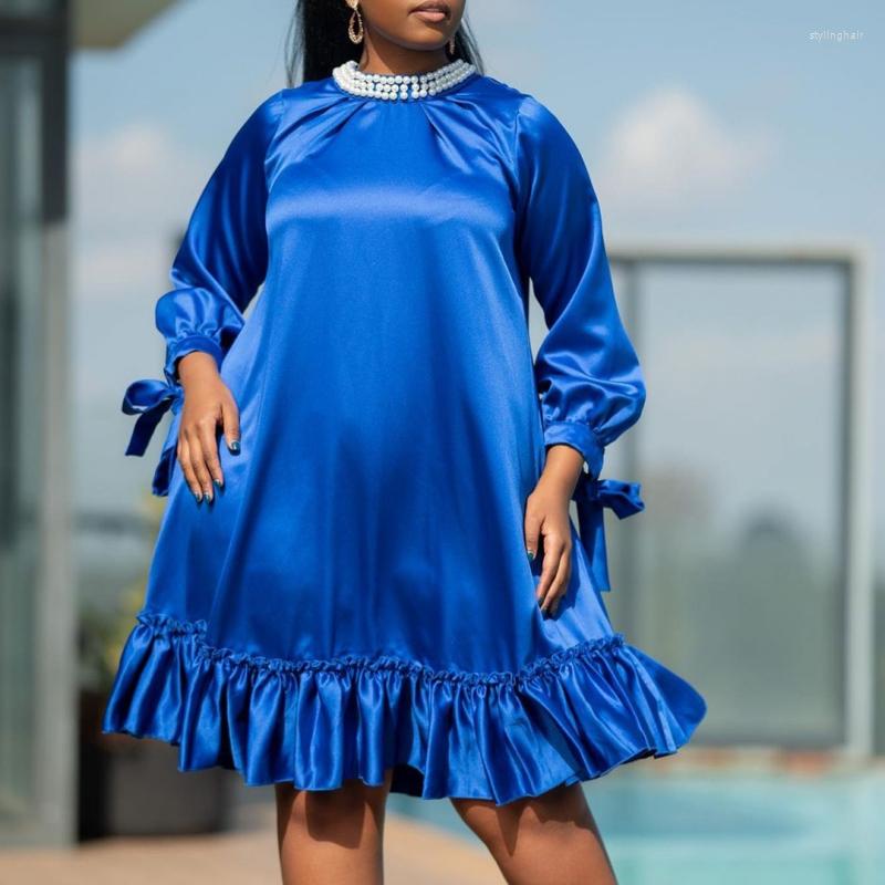 Ethnic Clothing Dashiki African Dresses For Women Fashion Blue Solid Pleated Dress Casual Cute Beading Office Lady Long Sleeve Vestidos
Ethnic Clothing Dashiki African Dresses For Women Fashion Blue Solid Pleated Dress Casual Cute Beading Office Lady Long Sleeve Vestidos