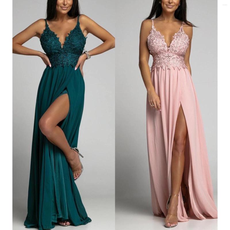 Casual Dresses Summer Dress Halter V Neck Chiffon Splicing Evening Women' Long Open Flowing Large Skirt Hem, Green
Casual Dresses Summer Dress Halter V Neck Chiffon Splicing Evening Women' Long Open Flowing Large Skirt Hem, Green