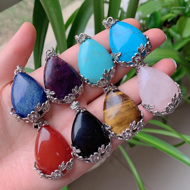 Pendant Necklaces Natural Stone Flower Wrap Tear Water Drop Turquoises Amethysts Lapis Quartz Pink Crystal Healing Jewelry Women
Pendant Necklaces Natural Stone Flower Wrap Tear Water Drop Turquoises Amethysts Lapis Quartz Pink Crystal Healing Jewelry Women