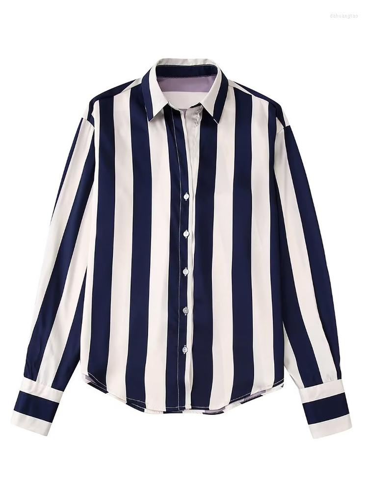 Women's Blouses YENKEY 2023 Women Vintage Striped Satin Loose Shirt Long Sleeve Front Button Female Casual Blouse Chic Blusas Mujer 
Women's Blouses YENKEY 2023 Women Vintage Striped Satin Loose Shirt Long Sleeve Front Button Female Casual Blouse Chic Blusas Mujer