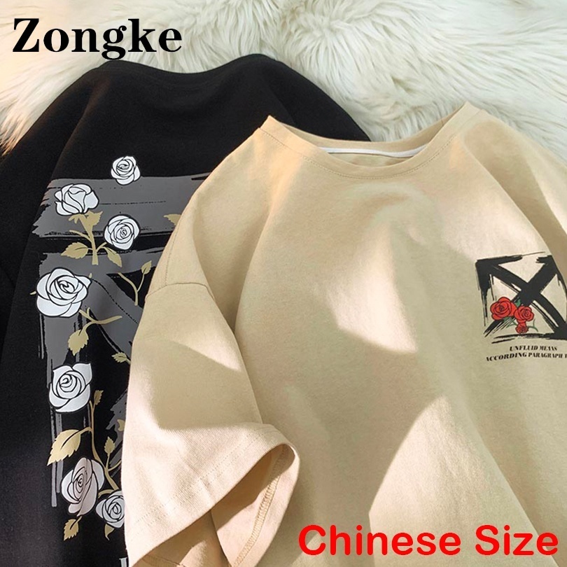 Men's T-Shirts Zongke Floral Printed T Shirt For Men Tshirts For Men Clothing Streetwear Harajuku Tops Chinese Size 3XL 230414