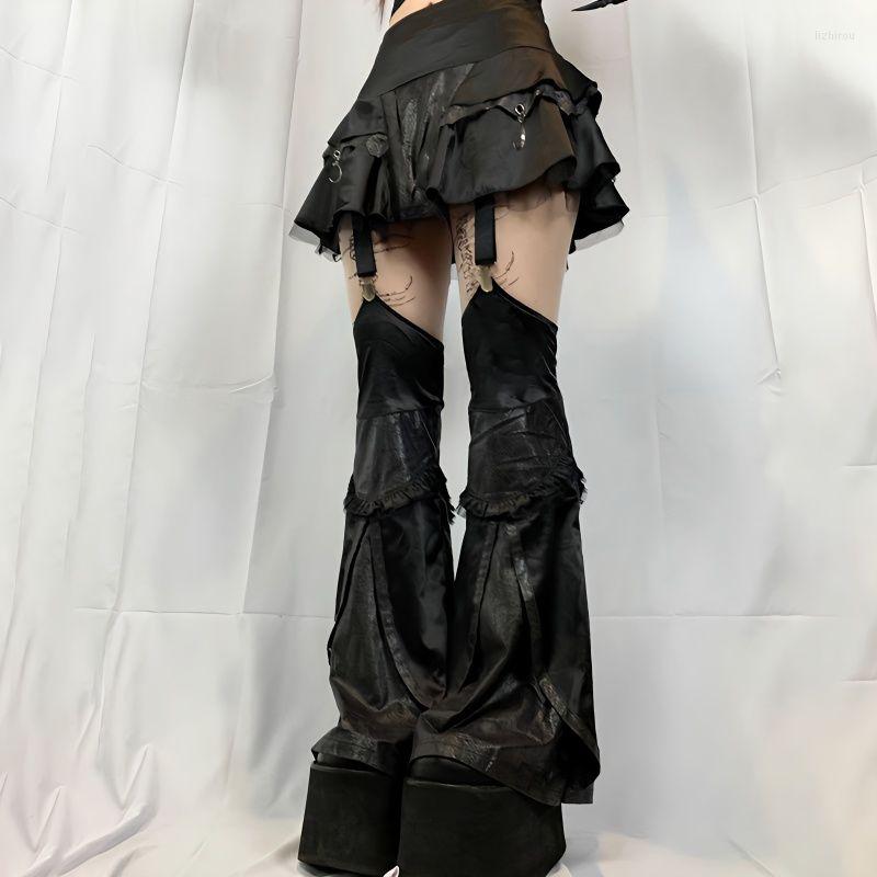 Skirts STSVZORR Y2K Black Patchwork Leather Skirt Women' High-waisted A-line With Split Flared Pants
Skirts STSVZORR Y2K Black Patchwork Leather Skirt Women' High-waisted A-line With Split Flared Pants