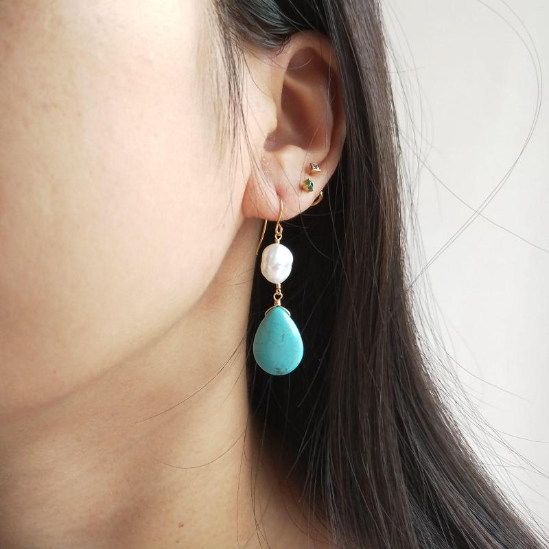 Dangle Earrings Lii Ji Baroque Pearl Blue Turquoise Howlite Drop Beads 925 Sterling Silver Handmade Delicate Jewelry
Dangle Earrings Lii Ji Baroque Pearl Blue Turquoise Howlite Drop Beads 925 Sterling Silver Handmade Delicate Jewelry