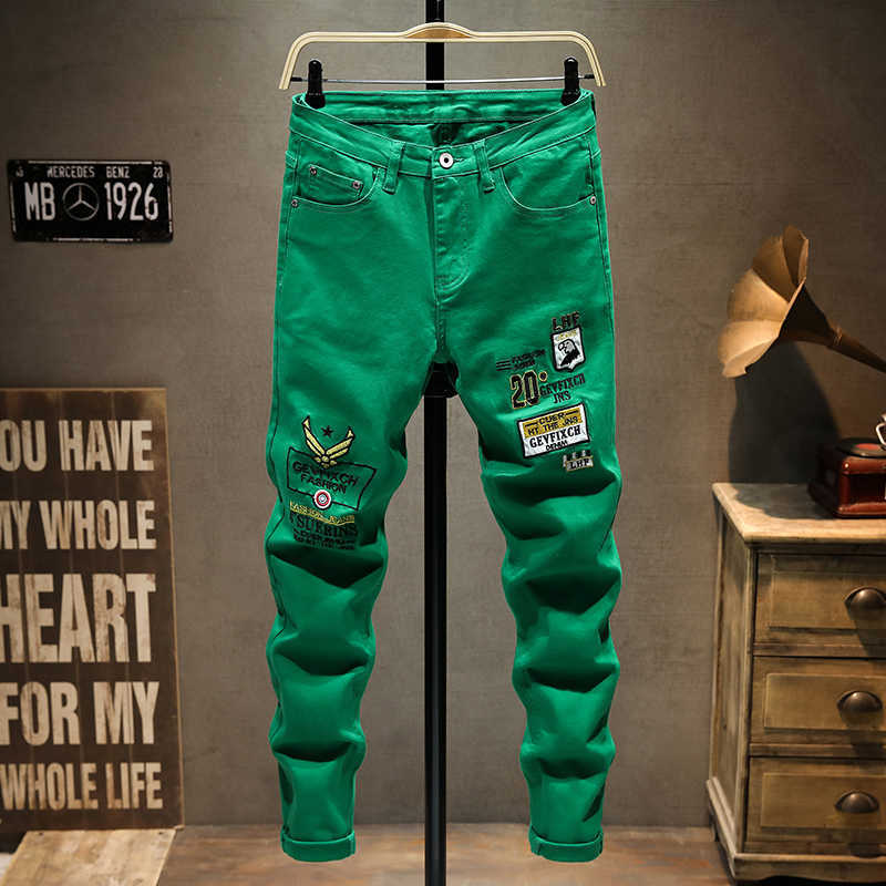 Men's Jeans embroidery Boutique European Men Brand Slim Jeans Denim Trousers Stretch Blue Patchwork Hole Pants Autumn and winter style man Y23, Green
Men's Jeans embroidery Boutique European Men Brand Slim Jeans Denim Trousers Stretch Blue Patchwork Hole Pants Autumn and winter style man Y23, Green
