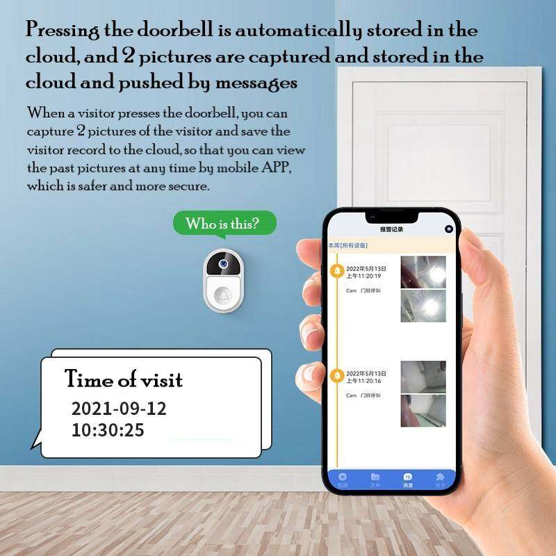 V8 Video Doorbell Home Electronic Peephole Wireless Mobile Phone Remote Camera Night Vision Anti-theft Smart Doorbell Home