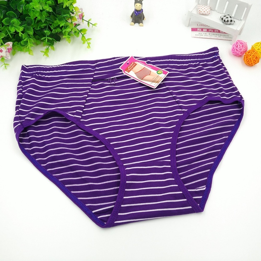 Women's Panties 10Pcs/lot ropa interior femenina Cotton Striped Zipper security Underwears Women Panties Plus Size 4XL lingerie women's brie