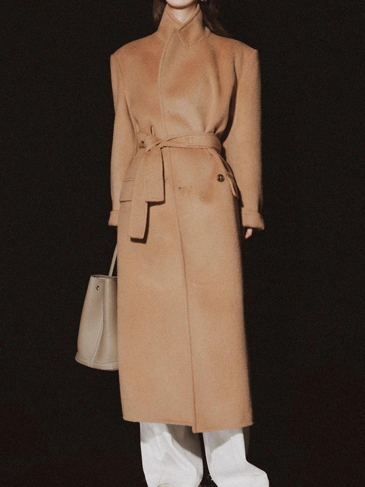 Women's Wool Blends Elegant Long High Quality Wool Coat Women Korean Fashion Solid Winter Jacket 231114