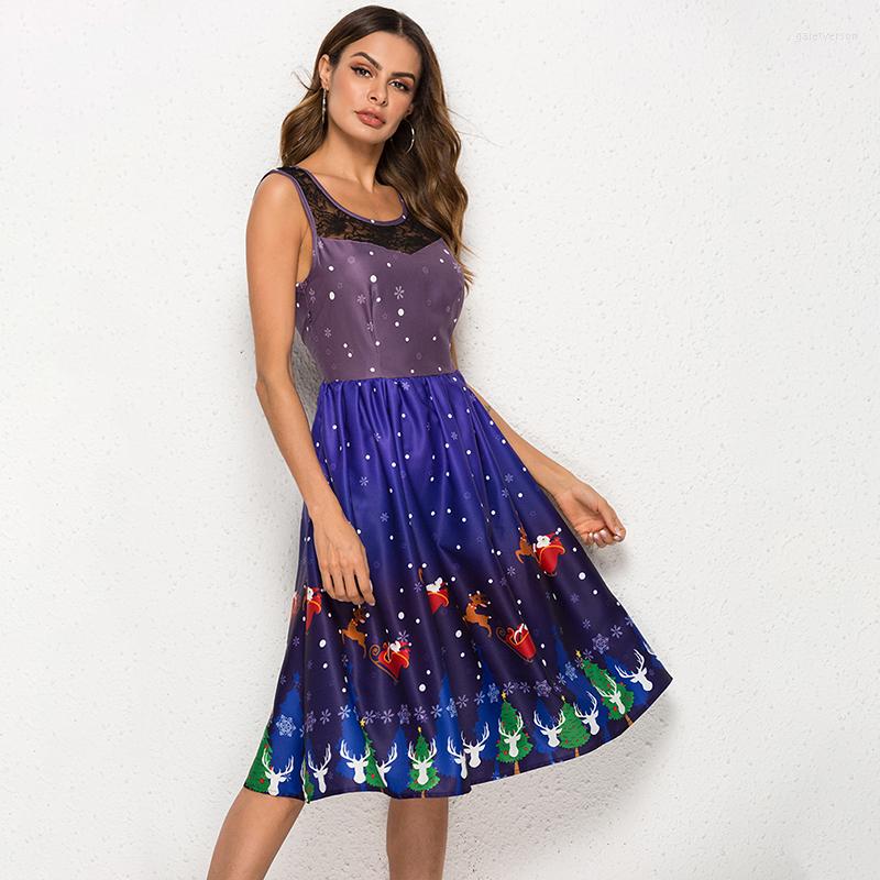 Casual Dresses Fashion Short Sleeve Lace Patchwork A-Line Vestidos Christmas Tree Print Dress Women Knee Length Elegant Party, Purple
Casual Dresses Fashion Short Sleeve Lace Patchwork A-Line Vestidos Christmas Tree Print Dress Women Knee Length Elegant Party, Purple