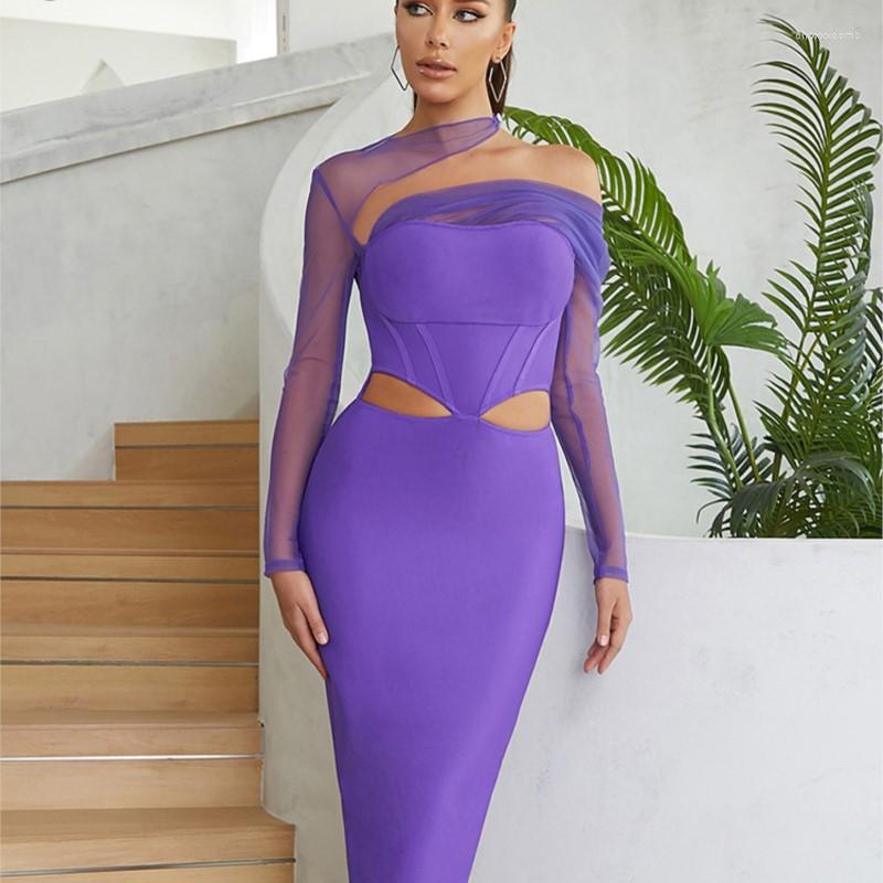 Casual Dresses 2023 Autumn Women's Sexy Hollow Purple Long Sleeve O-Neck Mesh Midi Dress Elegant Celebrity Club Party Vestidos
Casual Dresses 2023 Autumn Women's Sexy Hollow Purple Long Sleeve O-Neck Mesh Midi Dress Elegant Celebrity Club Party Vestidos
