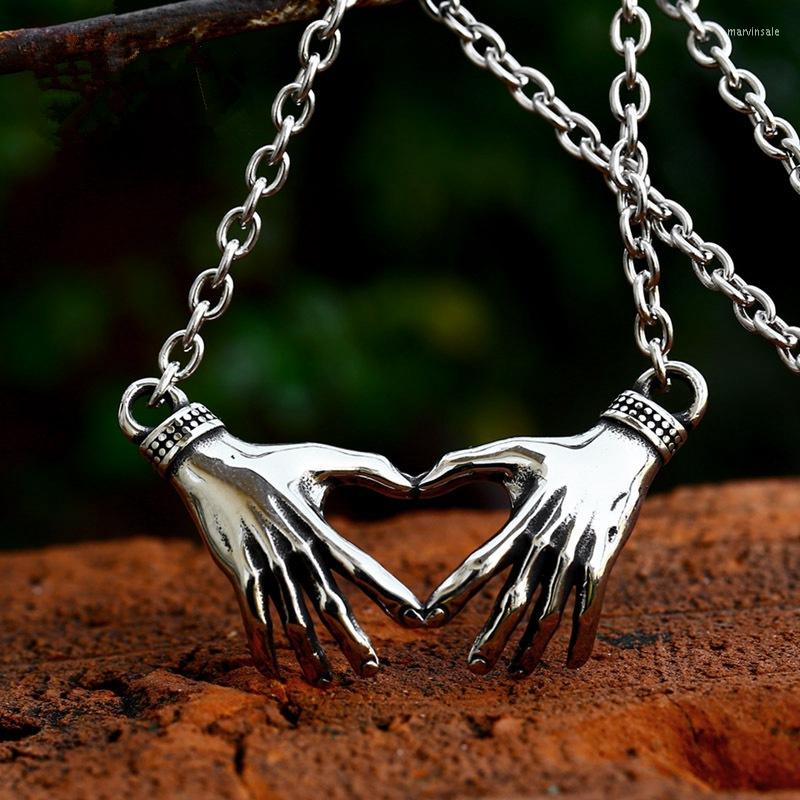 Chains Punk Vintage Hand Love Heart Gesture Stainless Steel Men Women Necklaces Pendants Chain Unique Fashion Jewelry Gift Wholesale
Chains Punk Vintage Hand Love Heart Gesture Stainless Steel Men Women Necklaces Pendants Chain Unique Fashion Jewelry Gift Wholesale