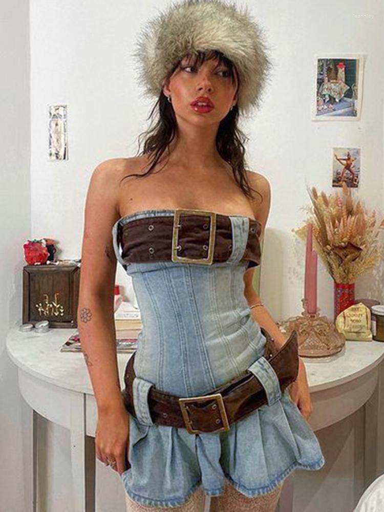 Casual Dresses Sifreyr Y2K Strapless Denim Mini Dress For Women Fashion Off Shoulder Backless Belts High Waist Pleated Goth Streetwear, Blue
Casual Dresses Sifreyr Y2K Strapless Denim Mini Dress For Women Fashion Off Shoulder Backless Belts High Waist Pleated Goth Streetwear, Blue