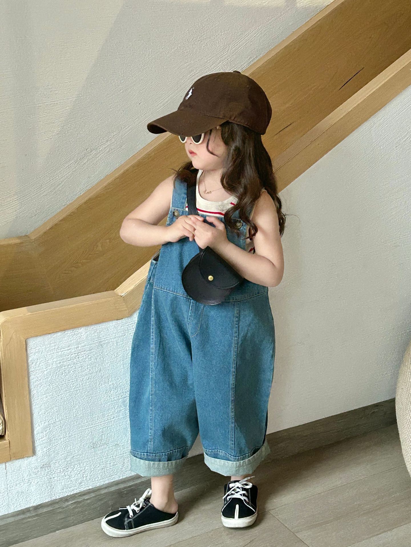 Overalls Style And Girls Trousers Simple Clothing Casual Baby Denim Pants Korean Children Cause Style Suspenders Boys Spring 230414