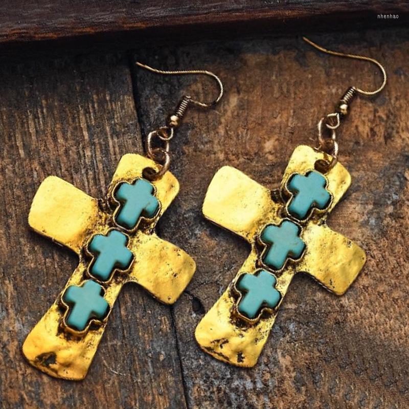 Dangle Earrings TURQUOISE CROSS Textured Metal With Stone Fish Hook For Women Cowgirl Boho Chic Accessories
Dangle Earrings TURQUOISE CROSS Textured Metal With Stone Fish Hook For Women Cowgirl Boho Chic Accessories