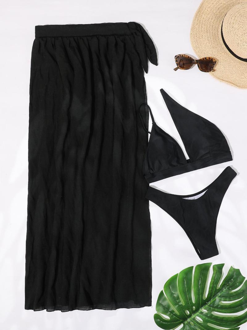 Women' Swimwear Push Up See-through Mesh Skirt 3 Piece Swimsuit Bathing Suit Thong Sexy Solid Black Bikini Women One Shoulder Cut Out
Women' Swimwear Push Up See-through Mesh Skirt 3 Piece Swimsuit Bathing Suit Thong Sexy Solid Black Bikini Women One Shoulder Cut Out
