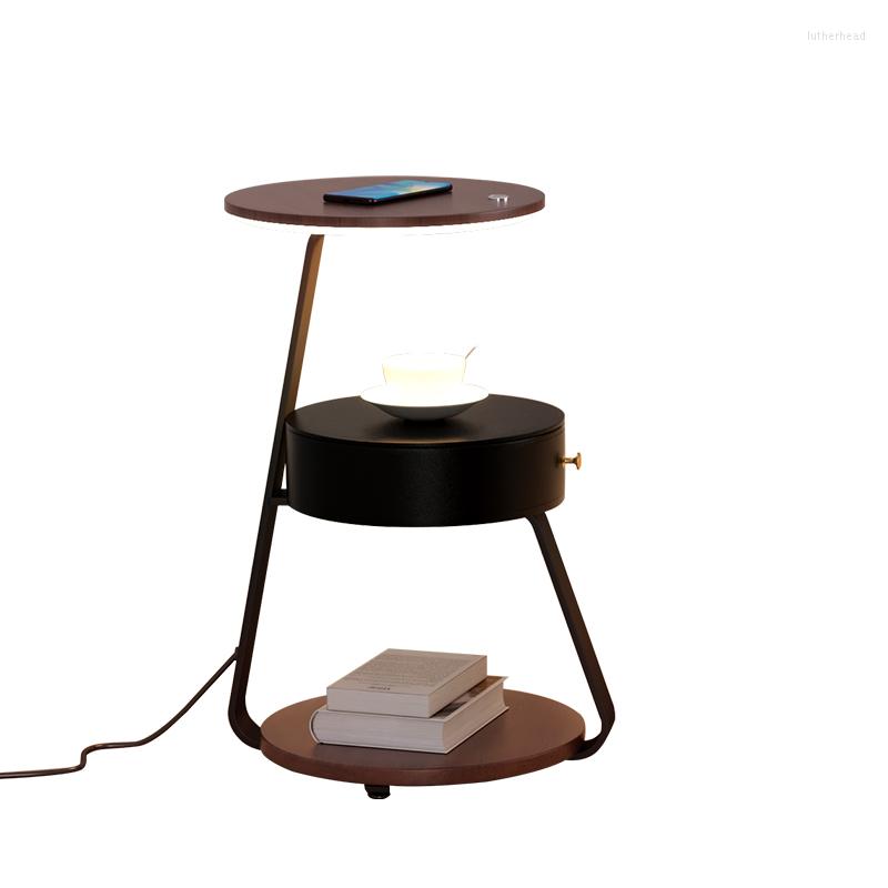 Lamps Floor Living Room Table Shelf Bedroom Creative Bedside Fixture With USB Wireless Charging Lights Can Be Dimmed