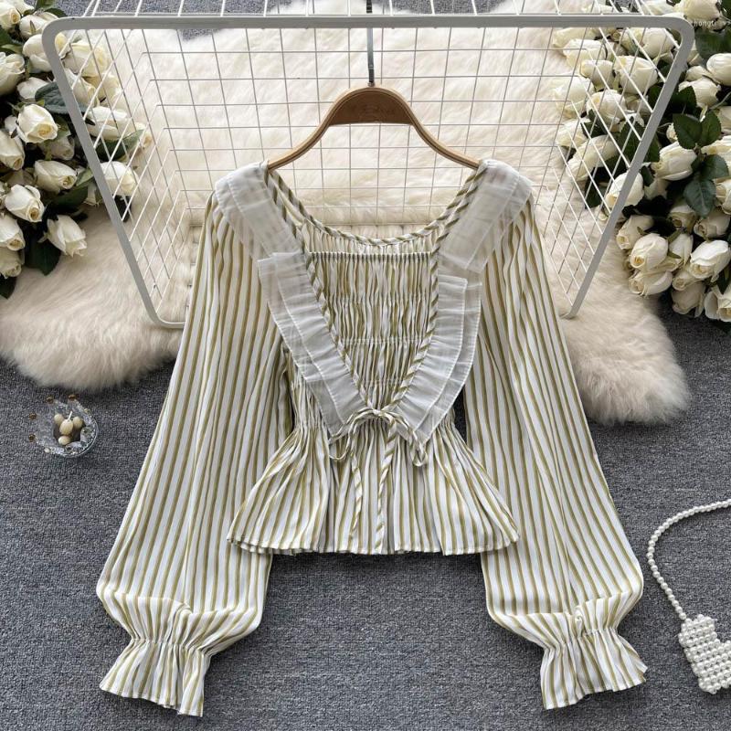 Women's Blouses Spring Autumn Sweet Ruffled Square Collar Contrast Mesh Striped Long-sleeved Shirt Women's Fashion Casual Blouse Tops, Black
Women's Blouses Spring Autumn Sweet Ruffled Square Collar Contrast Mesh Striped Long-sleeved Shirt Women's Fashion Casual Blouse Tops, Black