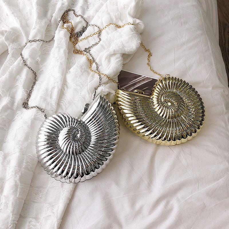 Evening Bags Style Women Cute Shoulder Conch Shape Chain Crossbody Acrylic Shell Phone Handbag Purse For 230414